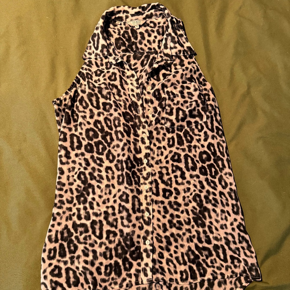 Euc - Guess Split Back Button Up Tank - image 1